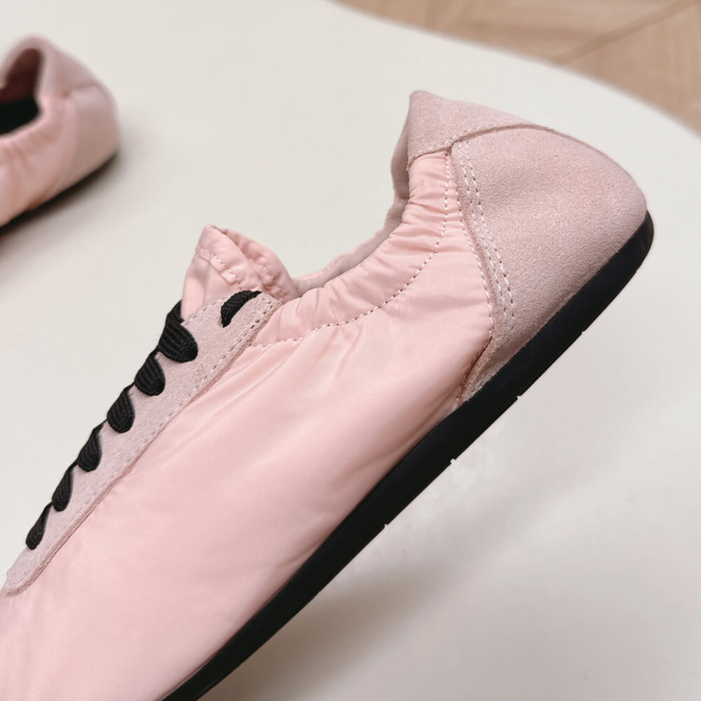 Pra*a Collapse Re-Nylon and suede sneakers with metal toecap