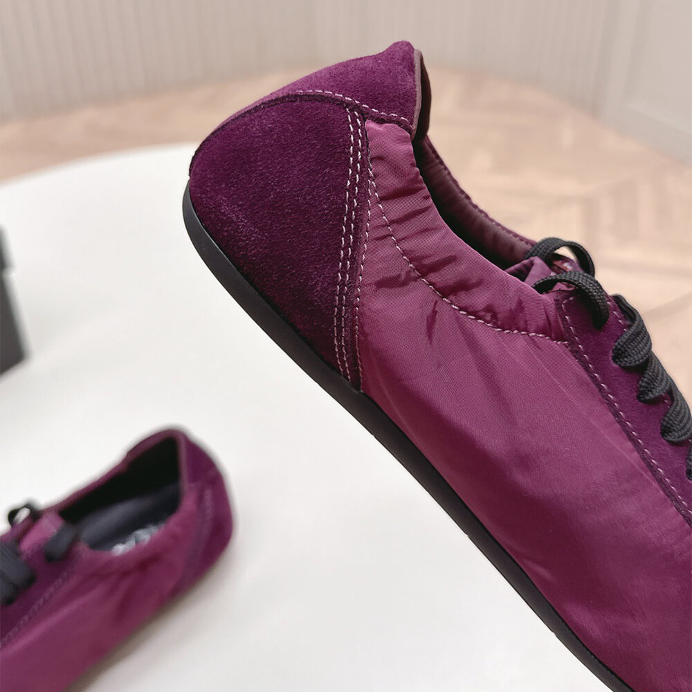 Pra*a Collapse Re-Nylon and suede sneakers with metal toecap