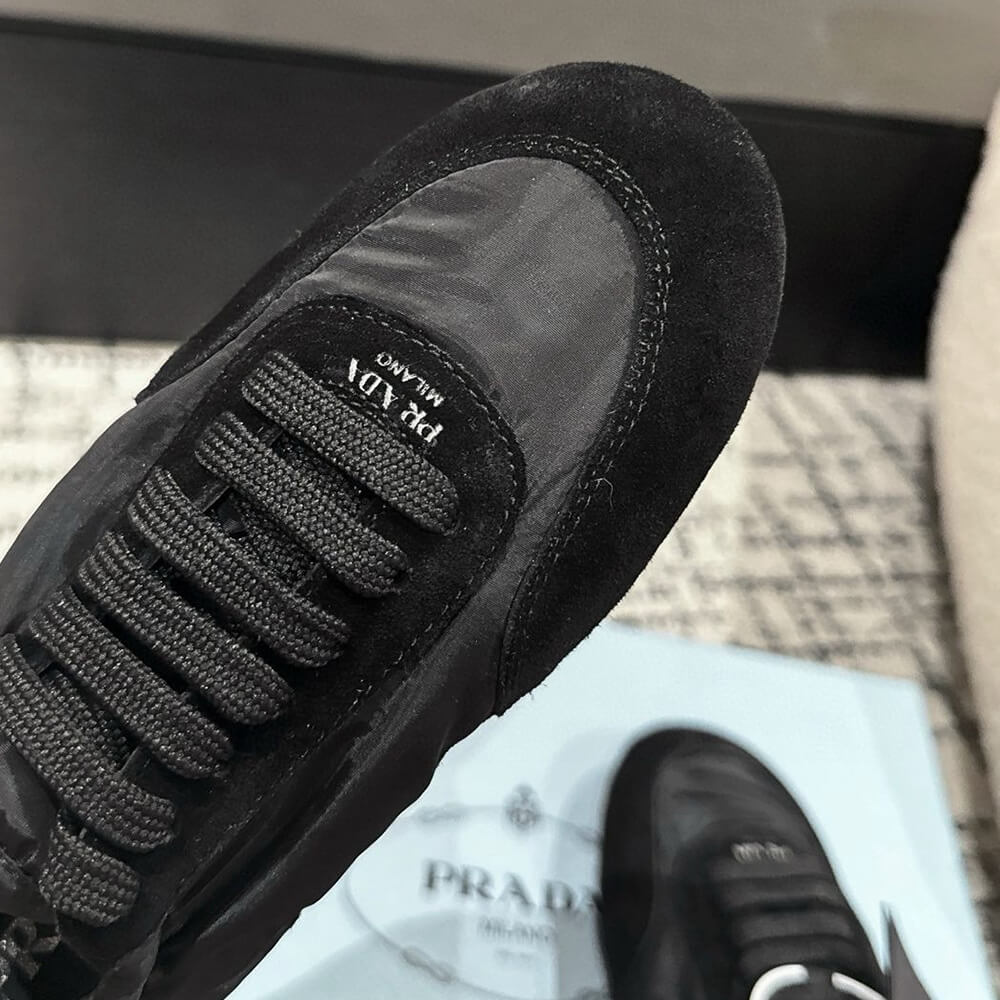 Pra*a Collapse Re-Nylon and suede sneakers