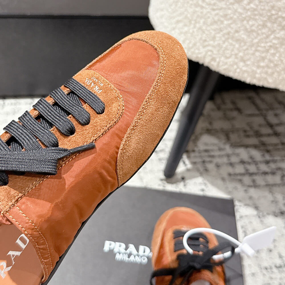 Pra*a Collapse Re-Nylon and suede mules