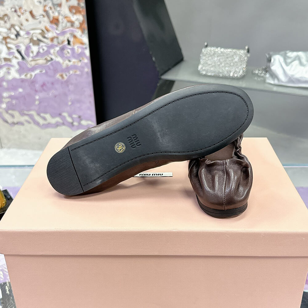 M1um1u Ruches Nappa Leather ballet flats