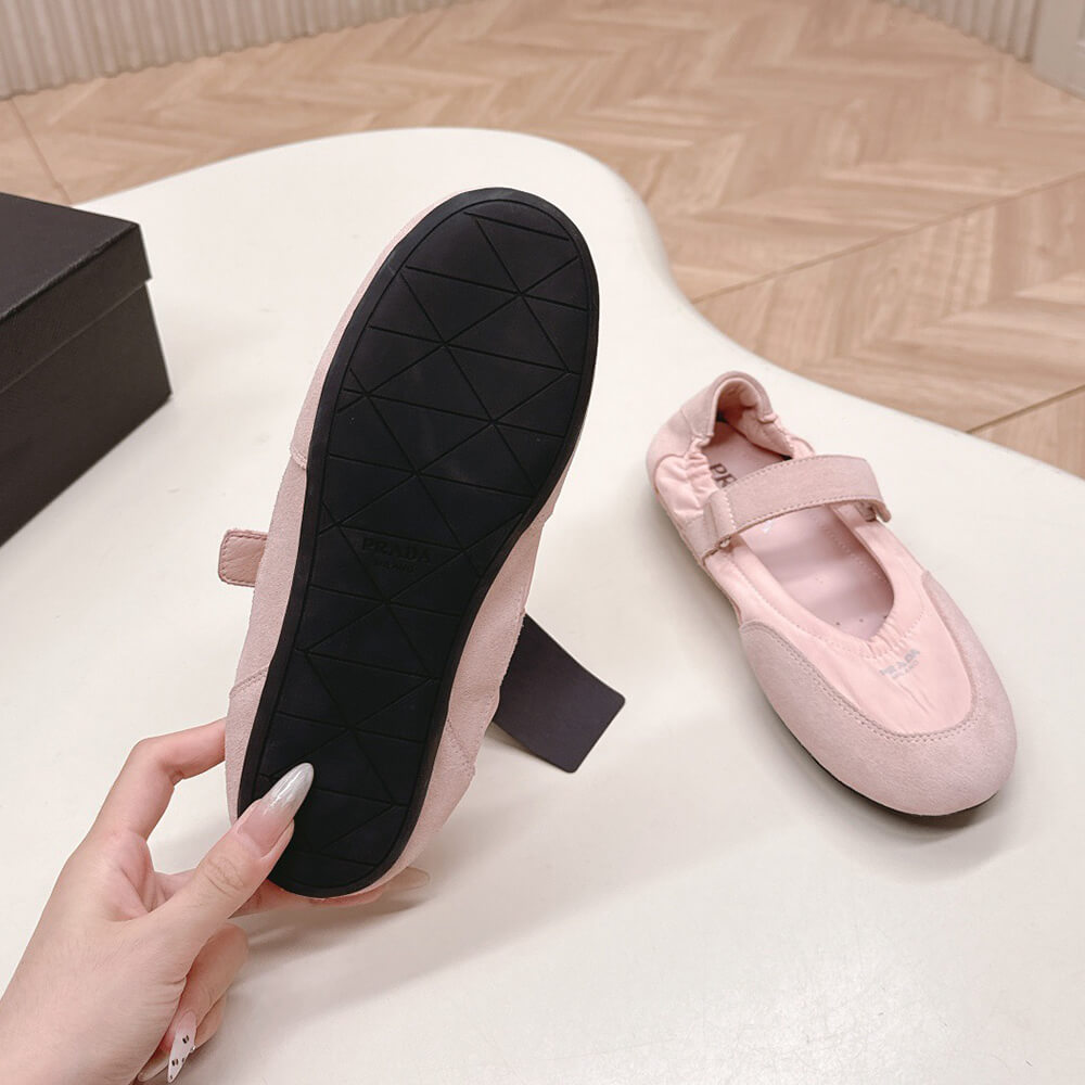 Pra*a Re-Nylon and suede ballet flats