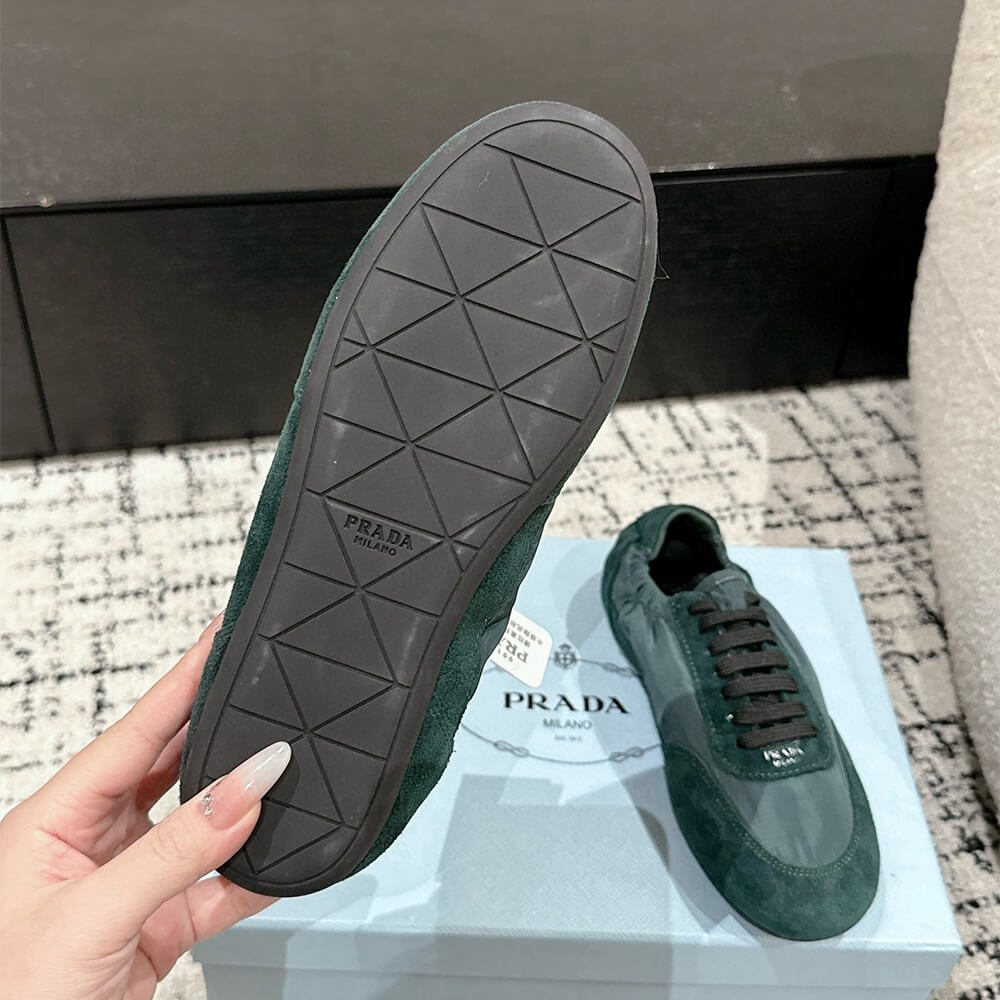 Pra*a Collapse Re-Nylon and suede elasticized sneakers