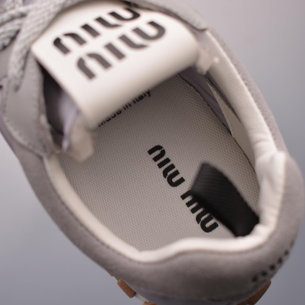 M1um1u Tyre technical fabric and suede sneakers