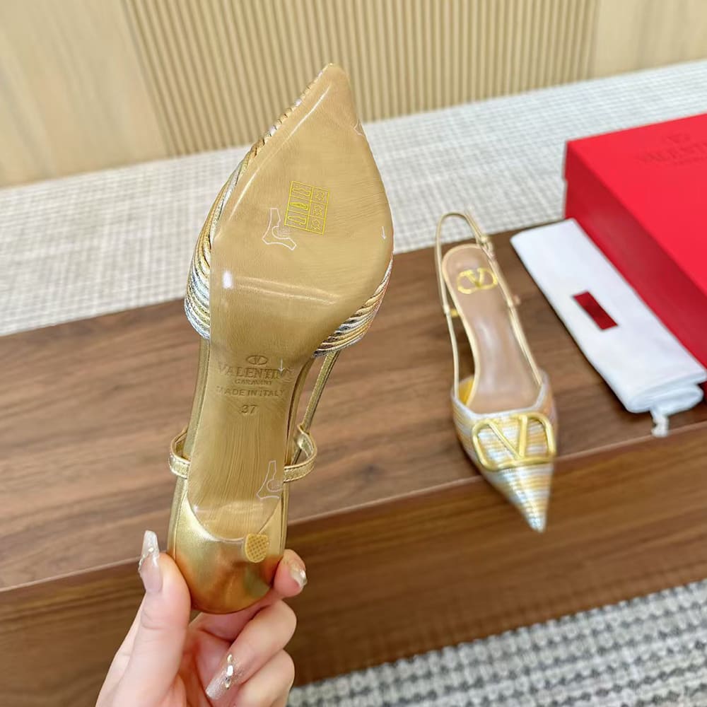 Va1e*ntin0 VLOGO SIGNATURE metallic slingback high heels (heel height 8 cm)