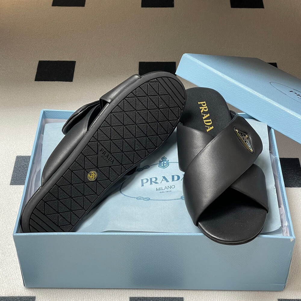 Pra*a Padded nappa leather slides