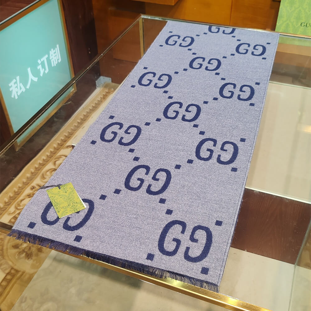 Gvc*1 GG jacquard wool and mulberry silk blend scarf