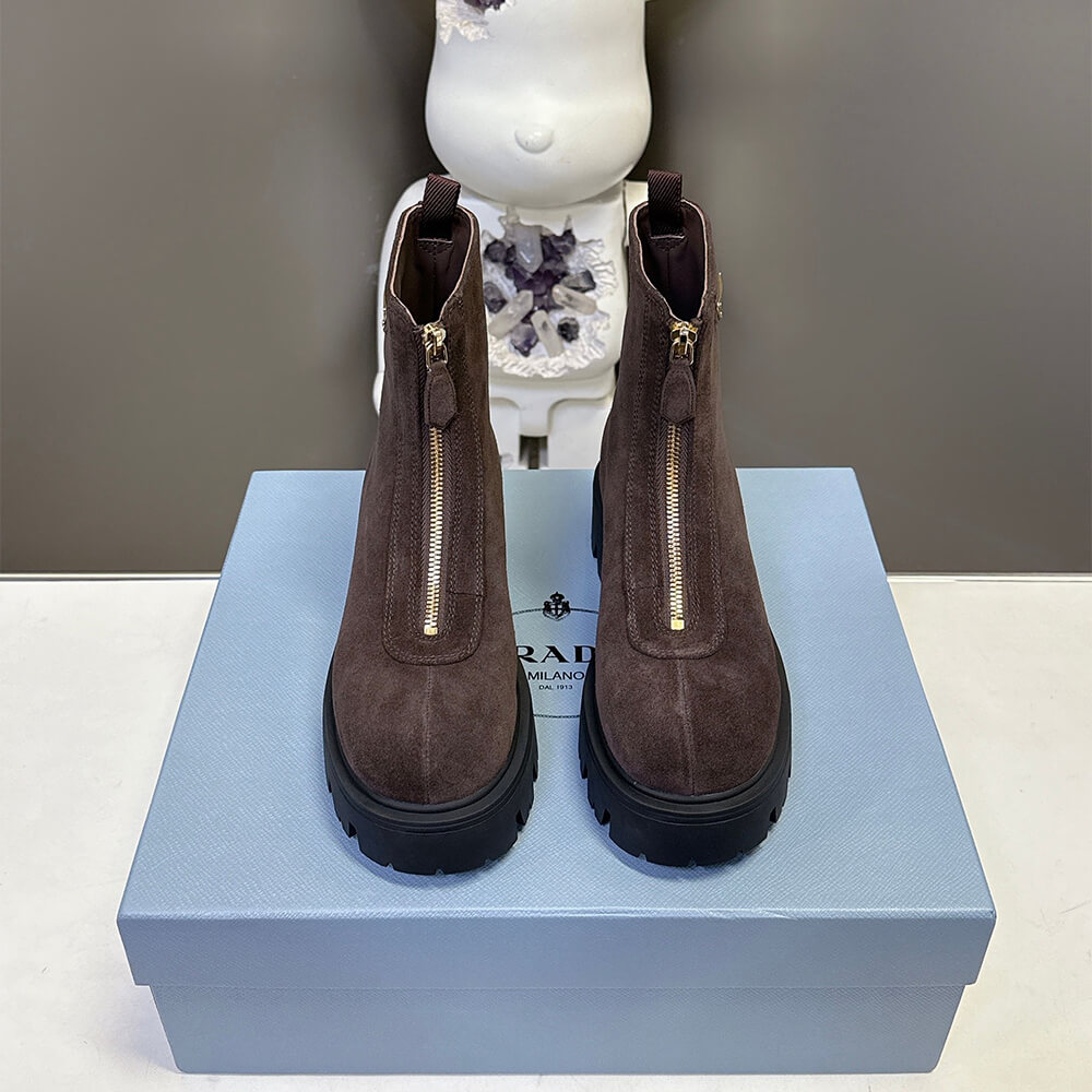 Pra*a Suede booties with zip
