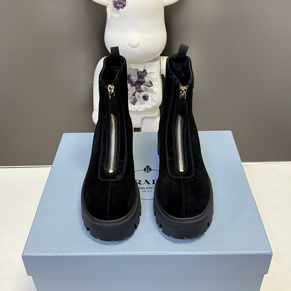 Pra*a Suede booties with zip