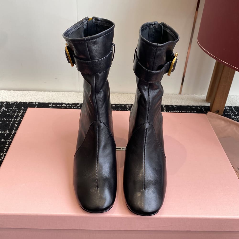 M1um1u Nappa leather booties