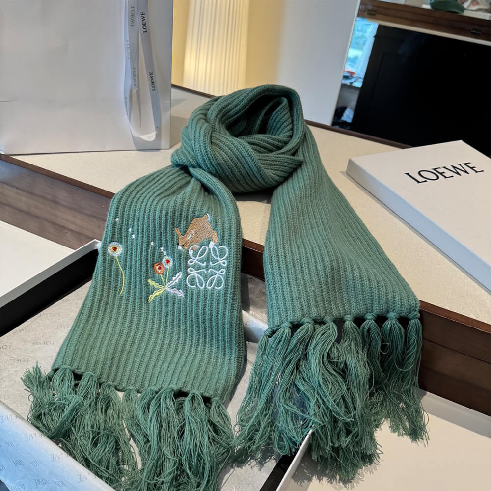 L0ew* Wool-Blend Knitted Bunny Scarf