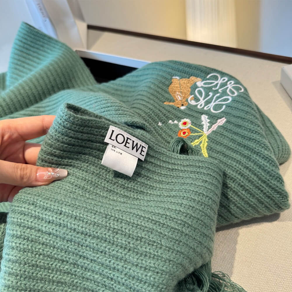 L0ew* Wool-Blend Knitted Bunny Scarf