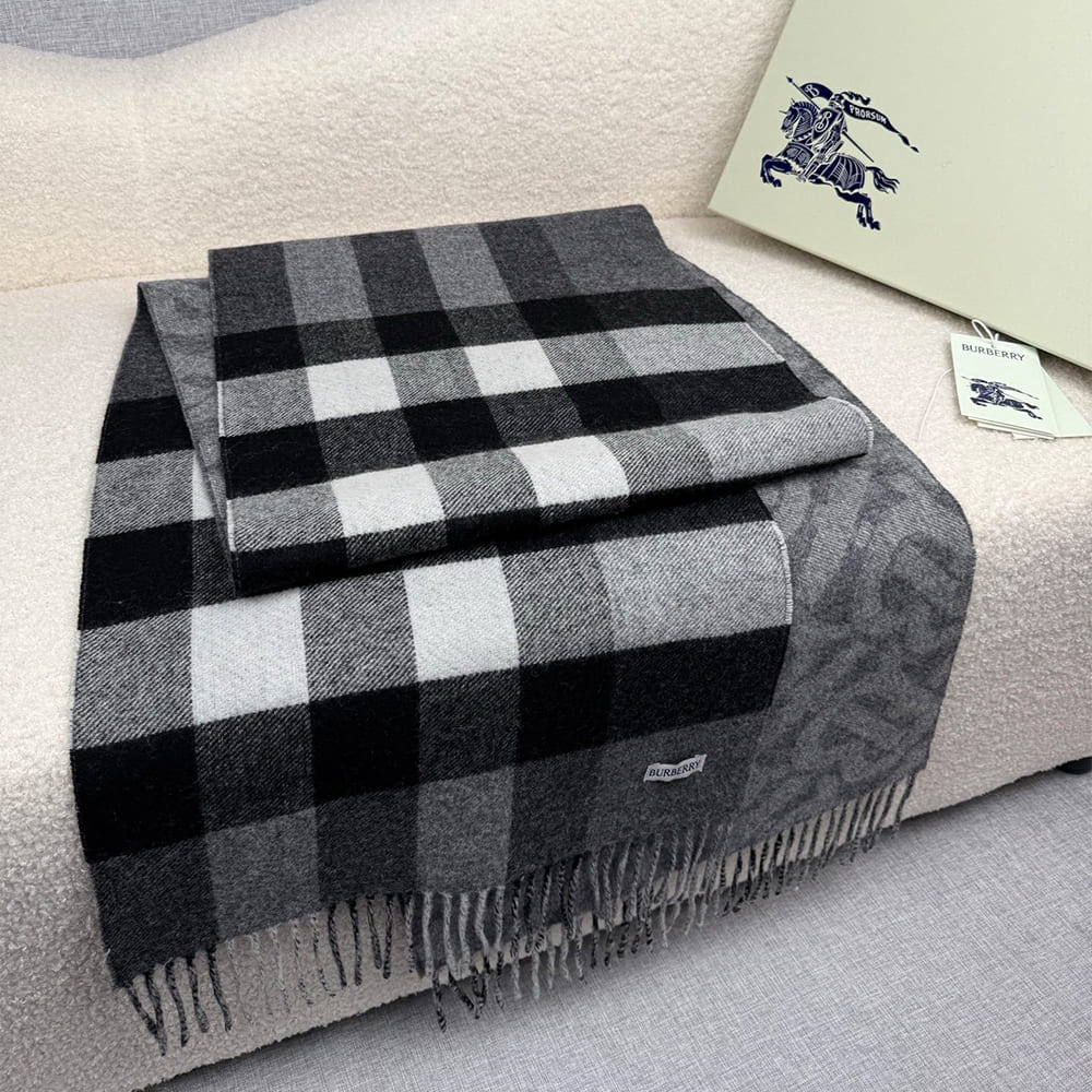 Bv*b*rry Reversible Check And Monogram Cashmere Scarf