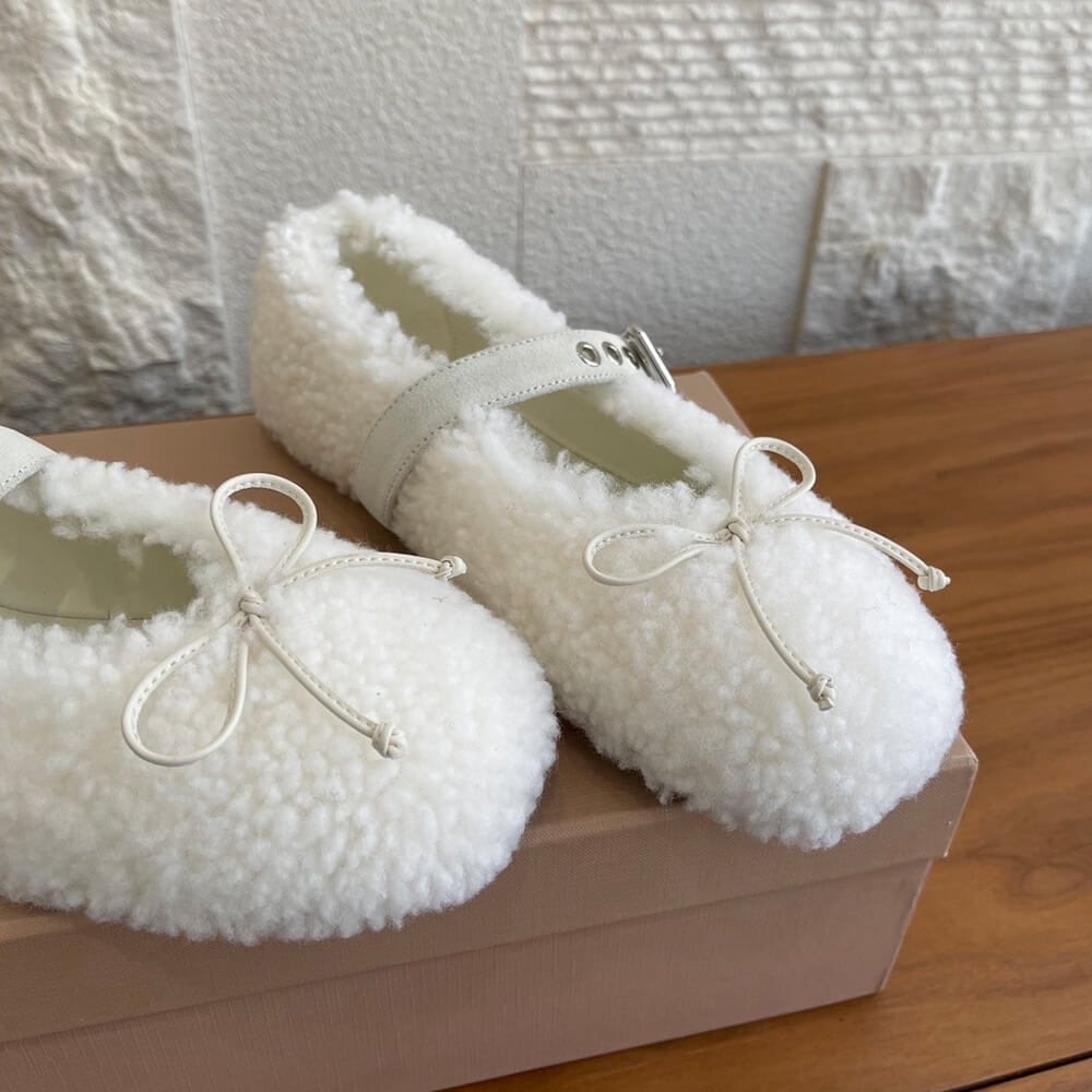 M1um1u Shearling ballerinas