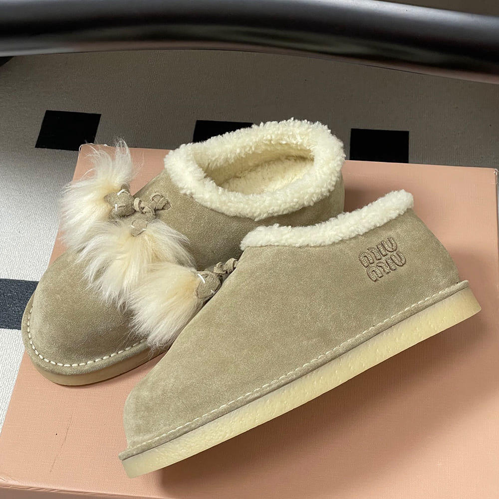 M1um1u Suede and shearling mules