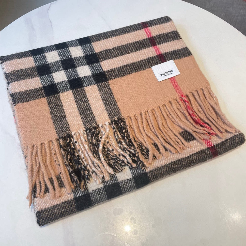 Bv*b*rry Reversible Check And Monogram Cashmere Scarf