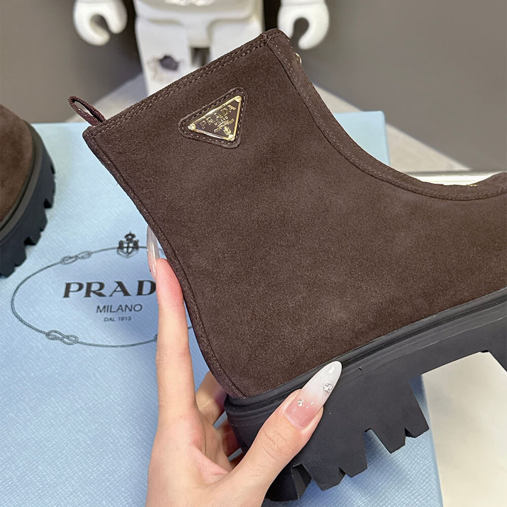 Pra*a Suede booties with zip
