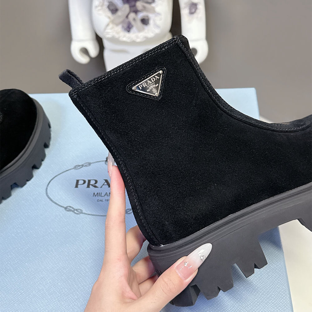 Pra*a Suede booties with zip