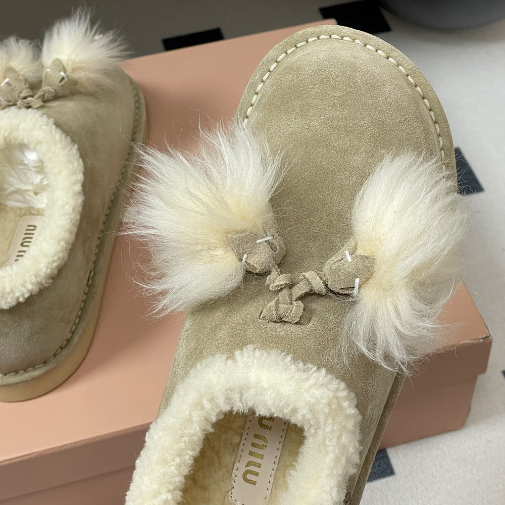 M1um1u Suede and shearling mules
