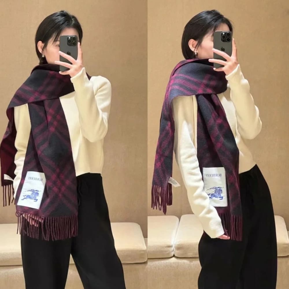 Bv*b*rry Check Cashmere Scarf