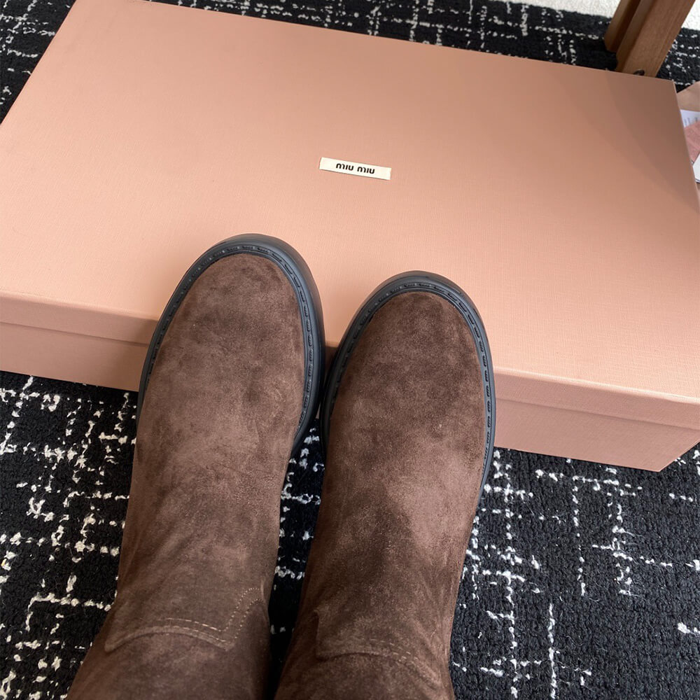 M1um1u Suede Tall Moto Boots