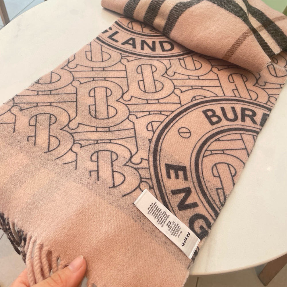 Bv*b*rry Reversible Check And Monogram Cashmere Scarf