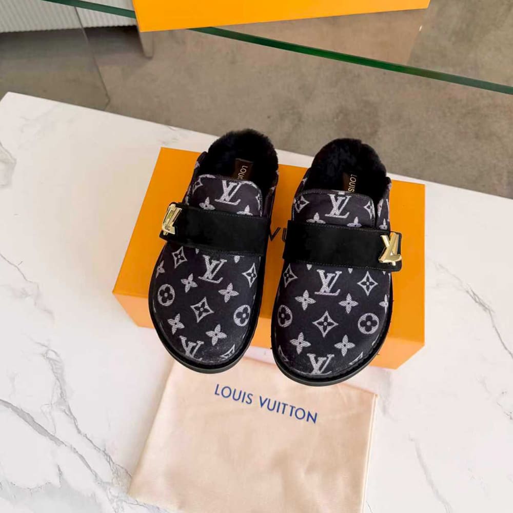 LV Monogram Wool Mules