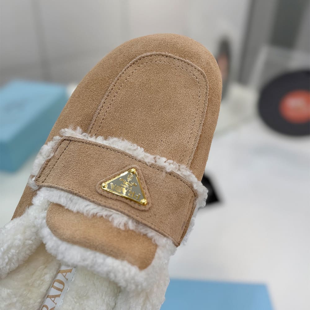 Pra*a Suede and shearling slippers