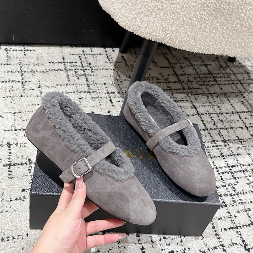 ALAIA Shearling Ballet Flats