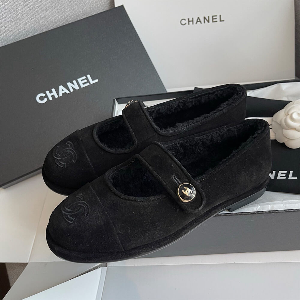 Ch**el Shearling Fur Mary Jane