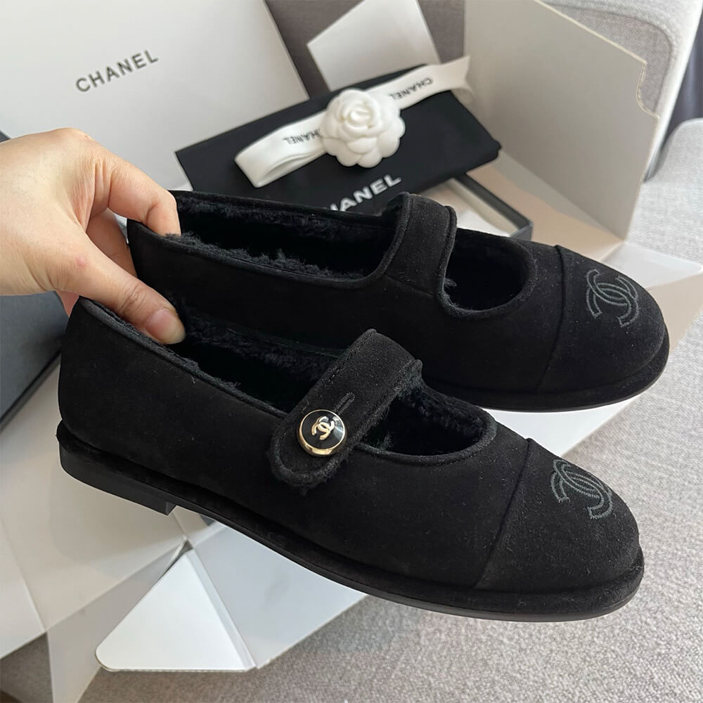 Ch**el Shearling Fur Mary Jane