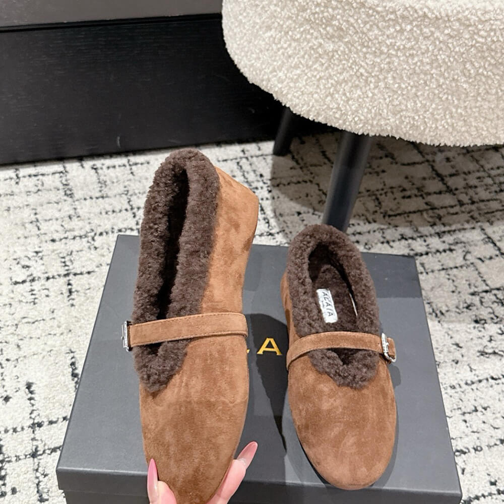 ALAIA Shearling Ballet Flats