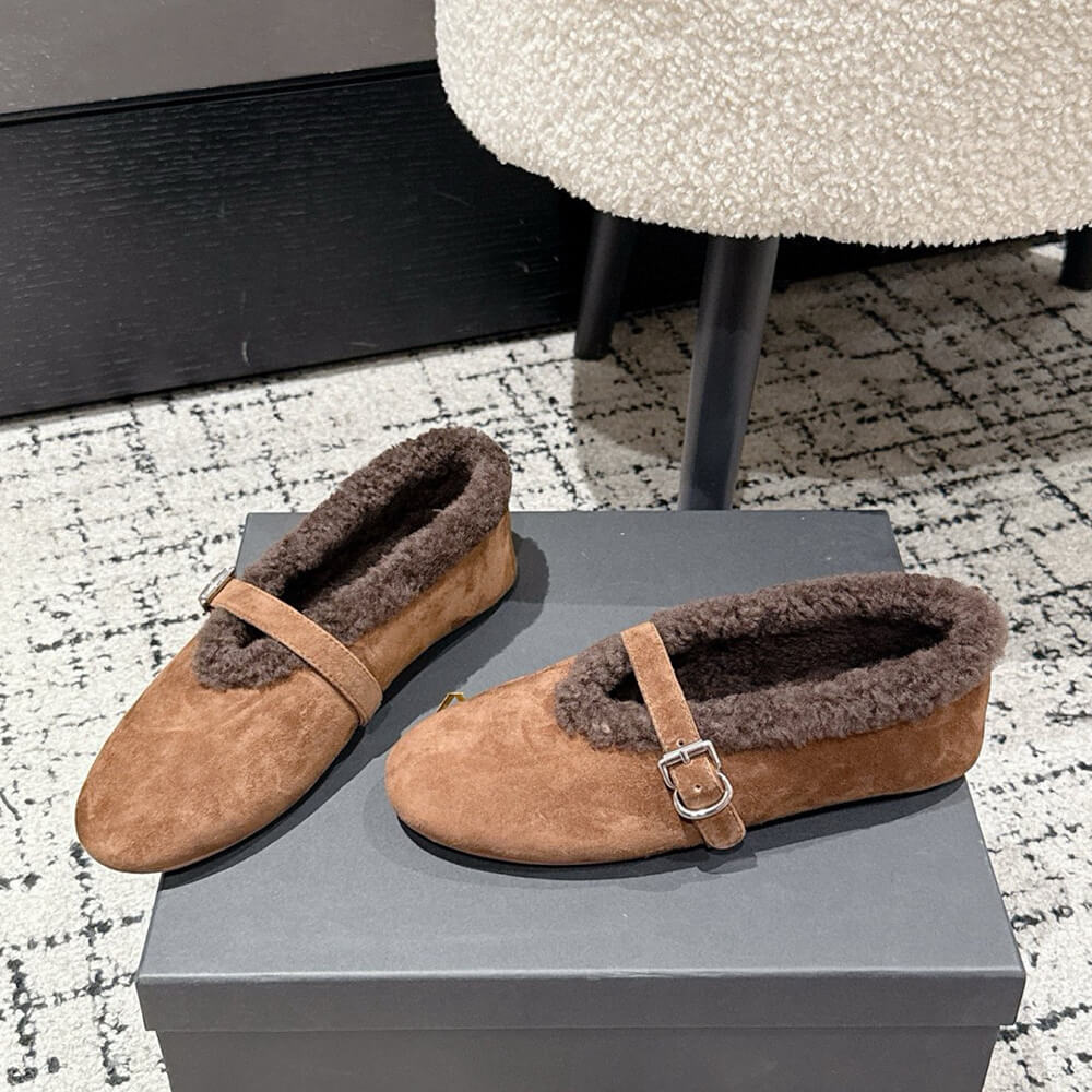 ALAIA Shearling Ballet Flats