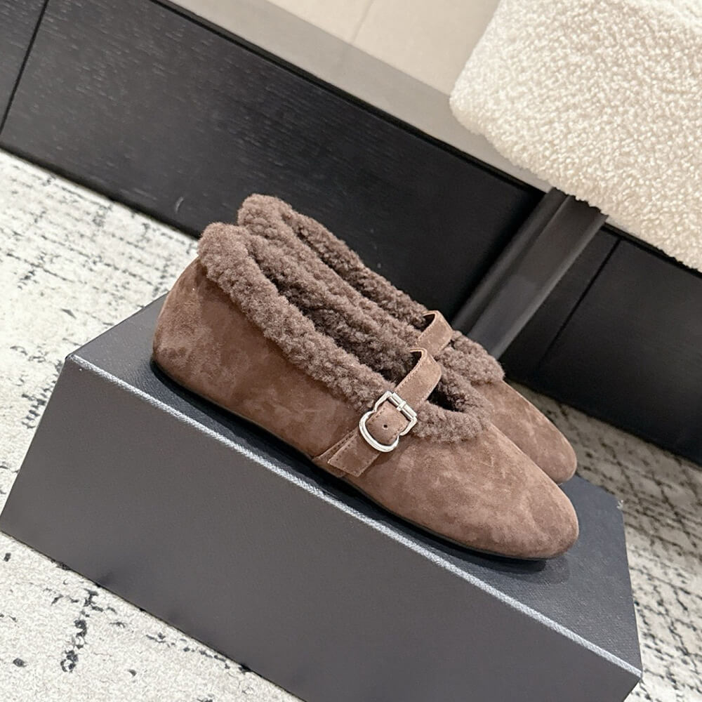 ALAIA Shearling Ballet Flats