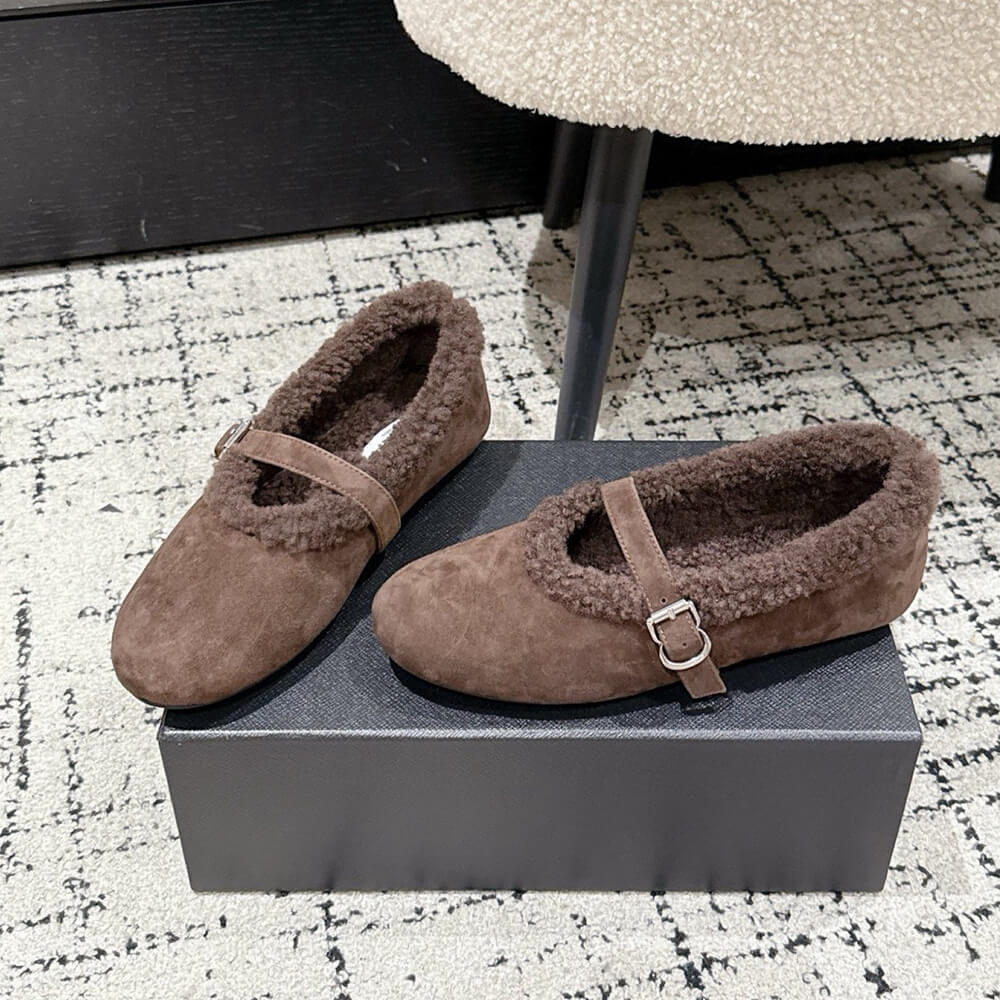 ALAIA Shearling Ballet Flats