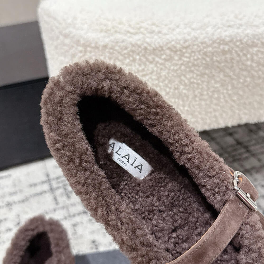 ALAIA Shearling Ballet Flats