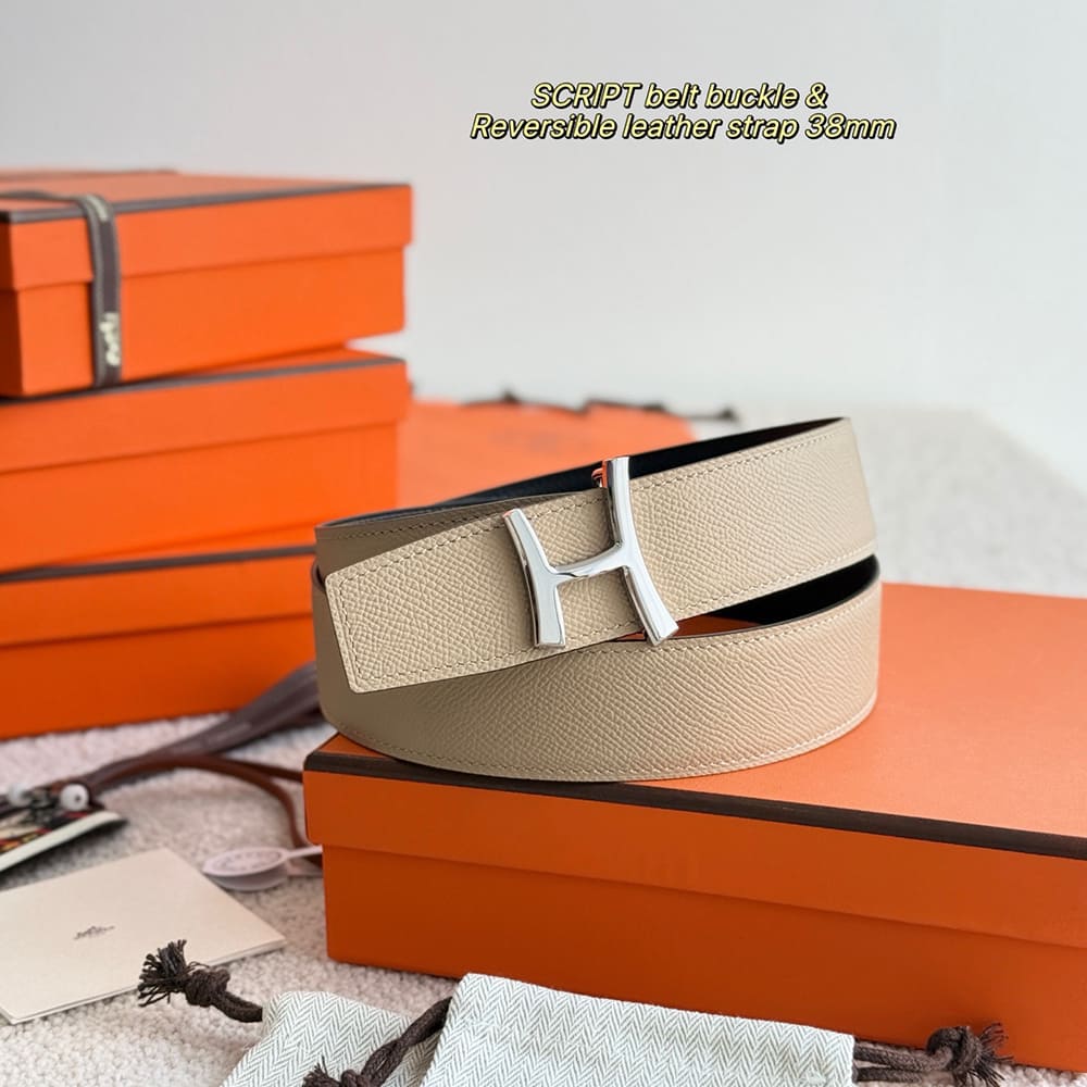 H**me5 Script belt buckle & Reversible leather strap 38 mm