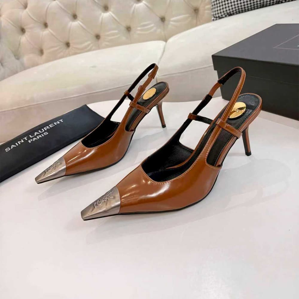 Y51 JEANNE slingback pumps in glazed leather