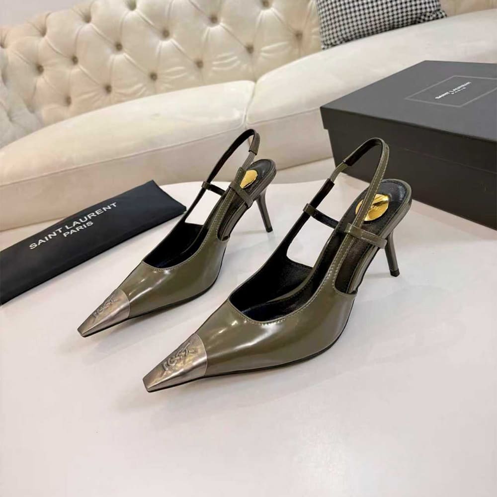Y51 JEANNE slingback pumps in glazed leather