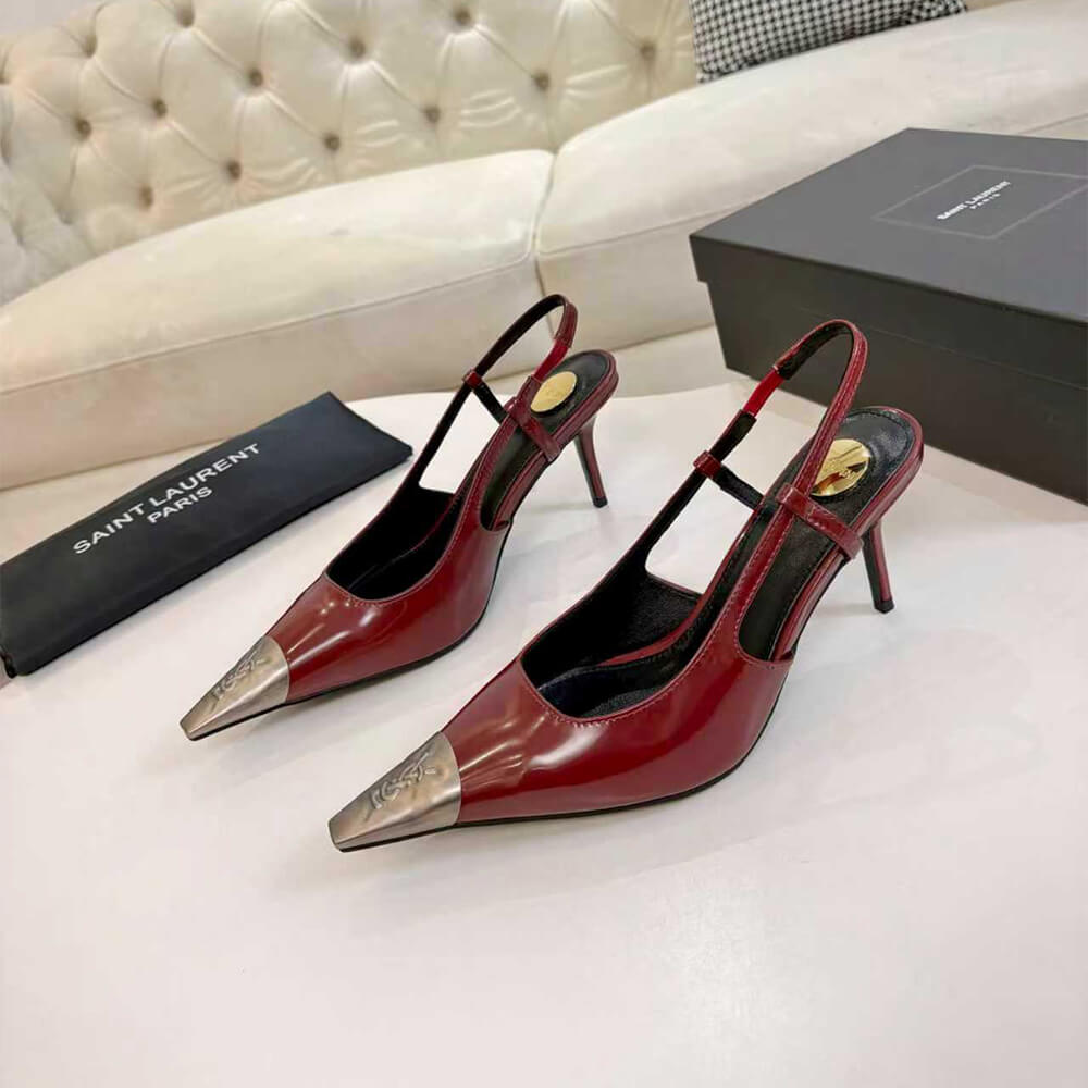 Y51 JEANNE slingback pumps in glazed leather