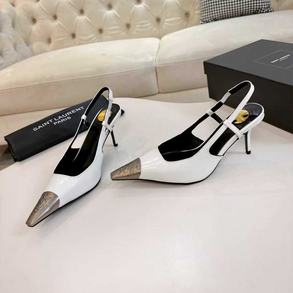 Y51 JEANNE slingback pumps in glazed leather