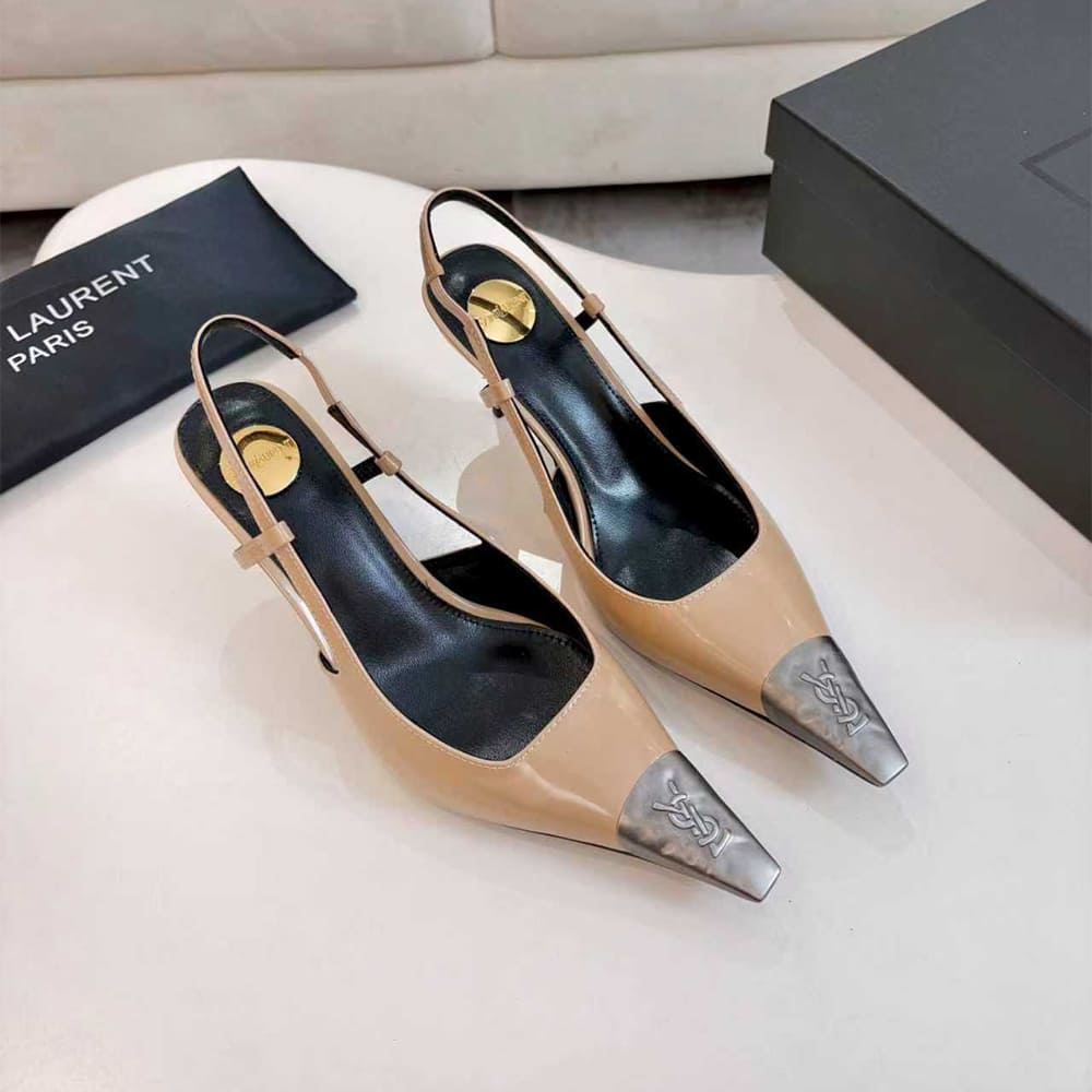 Y51 JEANNE slingback pumps in glazed leather