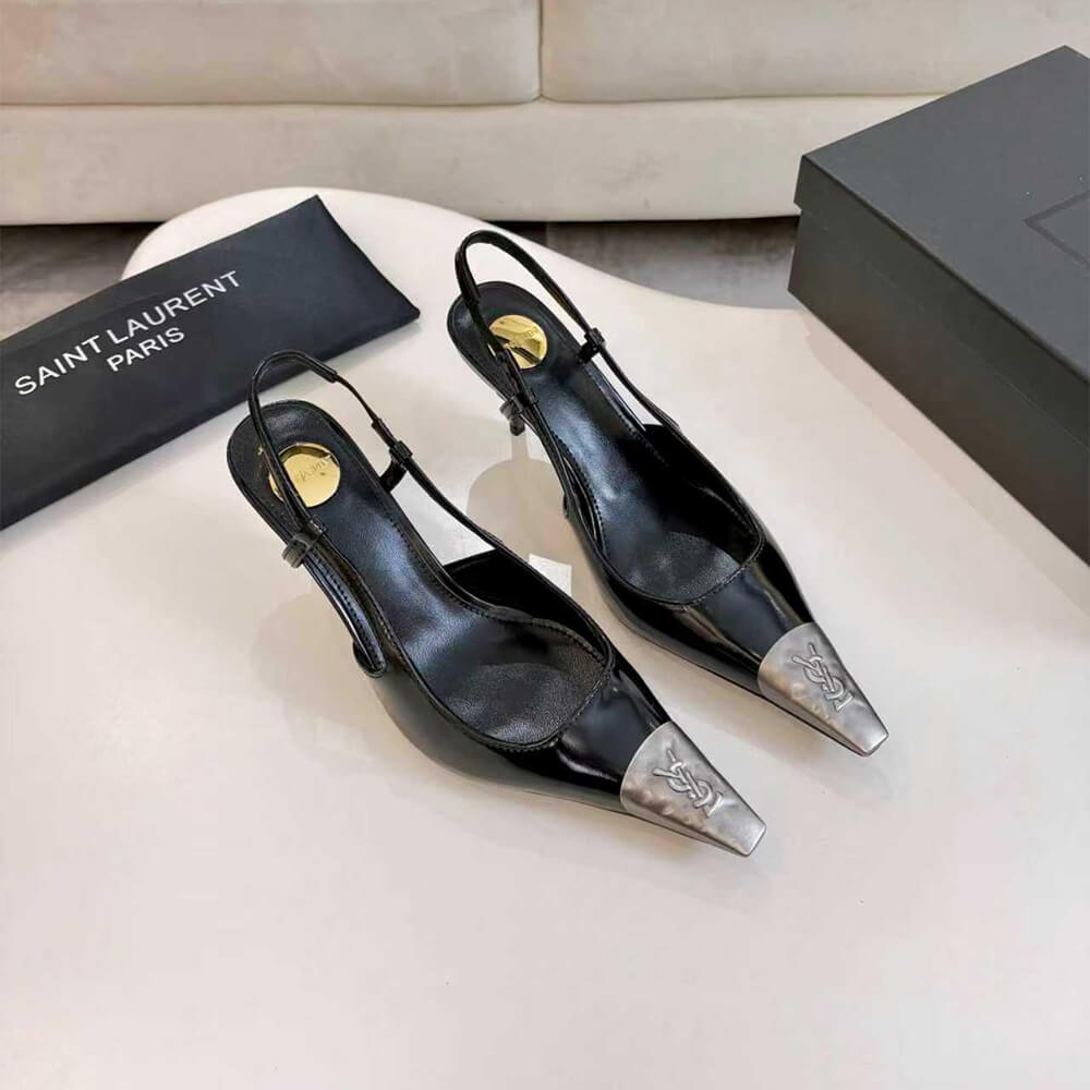 Y51 JEANNE slingback pumps in glazed leather