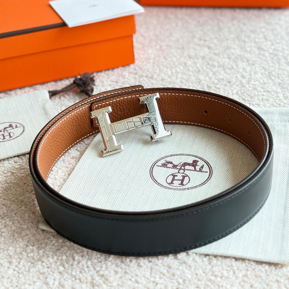 H**me5 5382 FAUBOURG BELT BUCKLE & REVERSIBLE LEATHER STRAP 32 MM