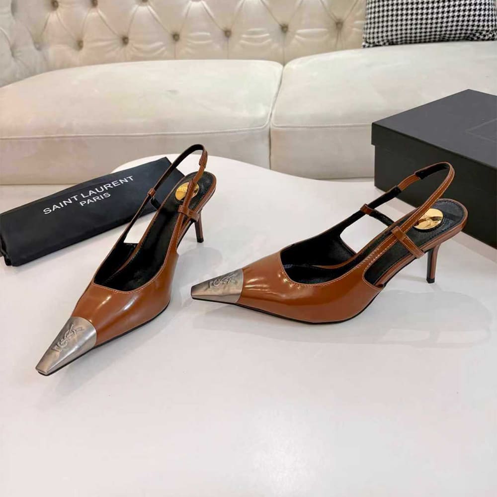 Y51 JEANNE slingback pumps in glazed leather