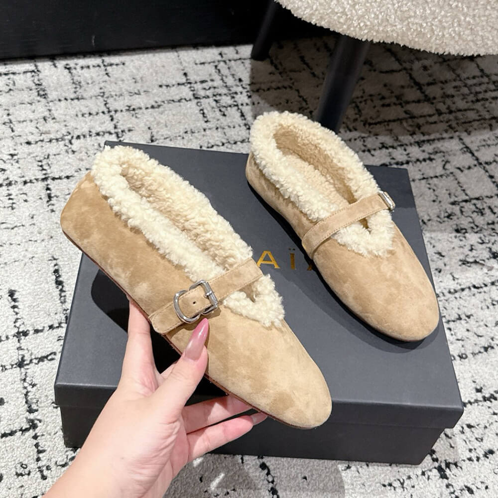 ALAIA Shearling Ballet Flats
