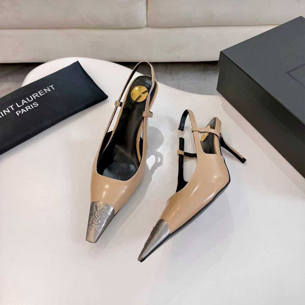 Y51 JEANNE slingback pumps in glazed leather