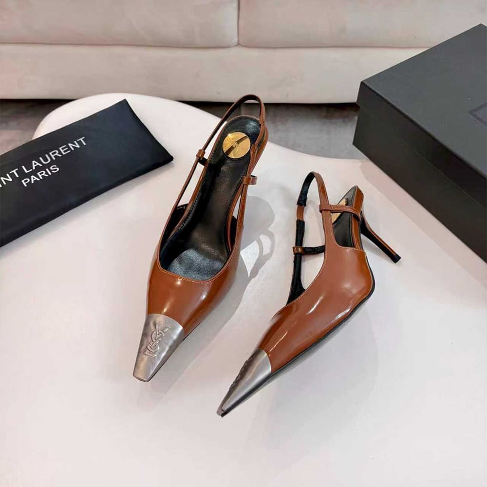 Y51 JEANNE slingback pumps in glazed leather