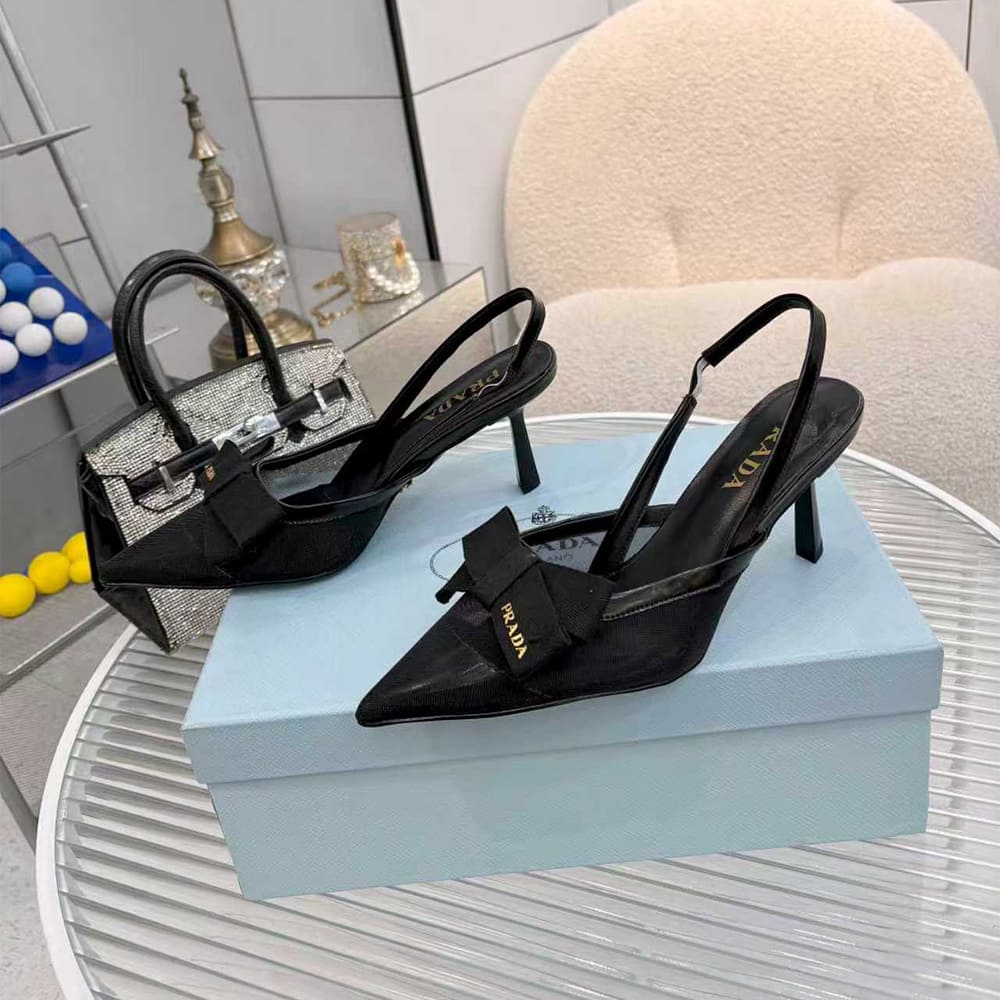 Pra*a Mesh slingback pumps