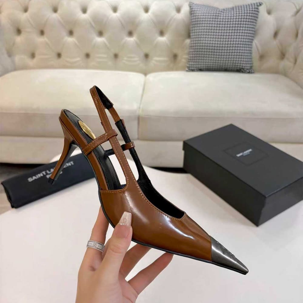 Y51 JEANNE slingback pumps in glazed leather